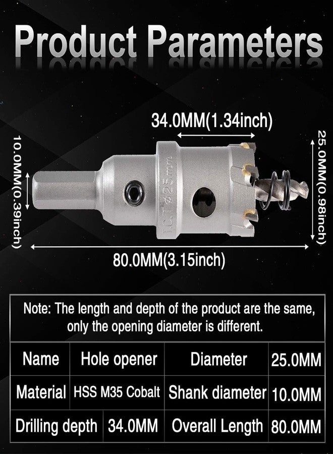 UPTODATETOOLS منشار ثقب من كربيد التنجستن بقطر 25 مم من UPTODATETOOLS، مجموعة مناشير ثقب برؤوس من كربيد التنجستن للفولاذ المقاوم للصدأ والصفائح والمعادن - Image 3